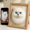 Handmade custom Chinchilla Persian cat 3D wool felt portrait framed and handcrafted from your pet photo.